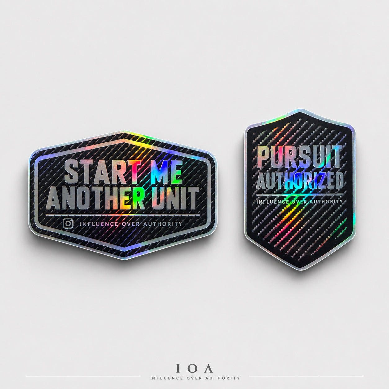 PURSUIT AUTHORIZED Sticker (Holographic and Carbon Fiber) Official IOA sticker