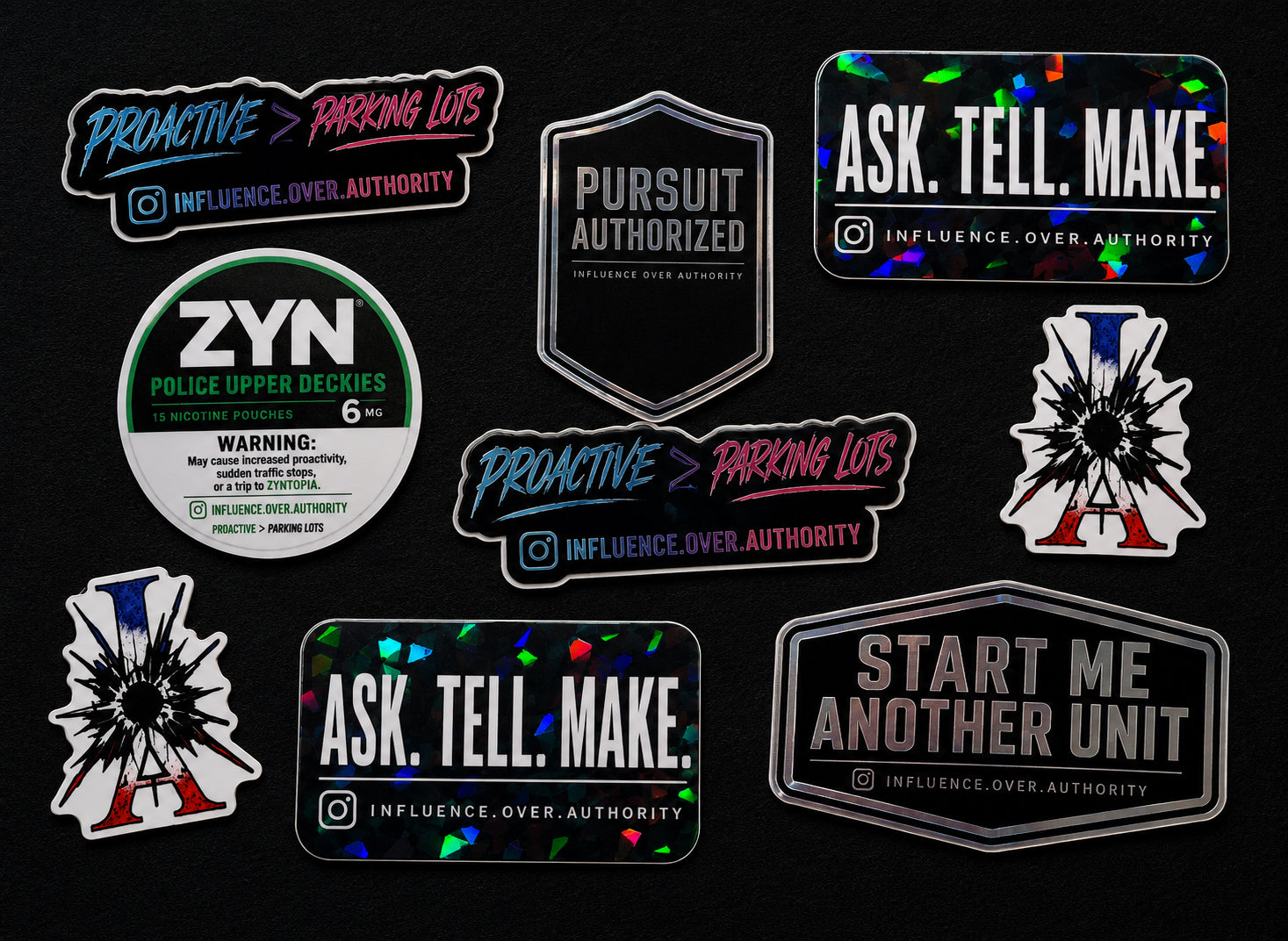 “PURSUIT AUTHORIZED” Sticker (Black Gloss and Mirror subtle color)- Official IOA sticker
