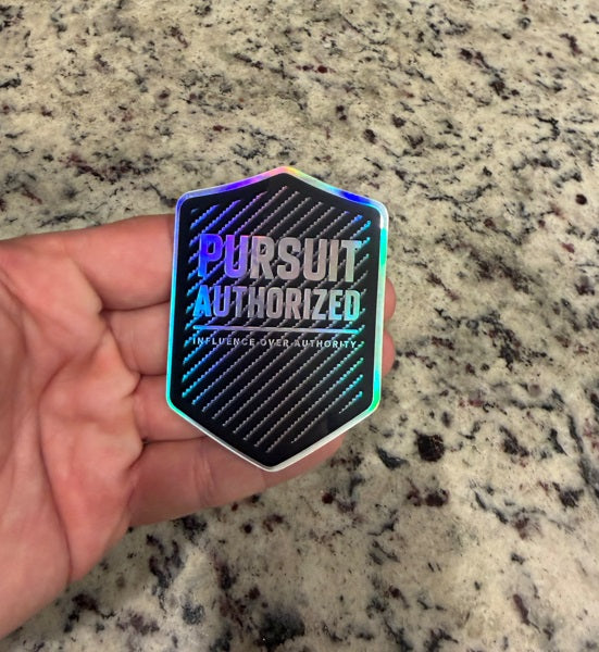 PURSUIT AUTHORIZED Sticker (Holographic and Carbon Fiber) Official IOA sticker
