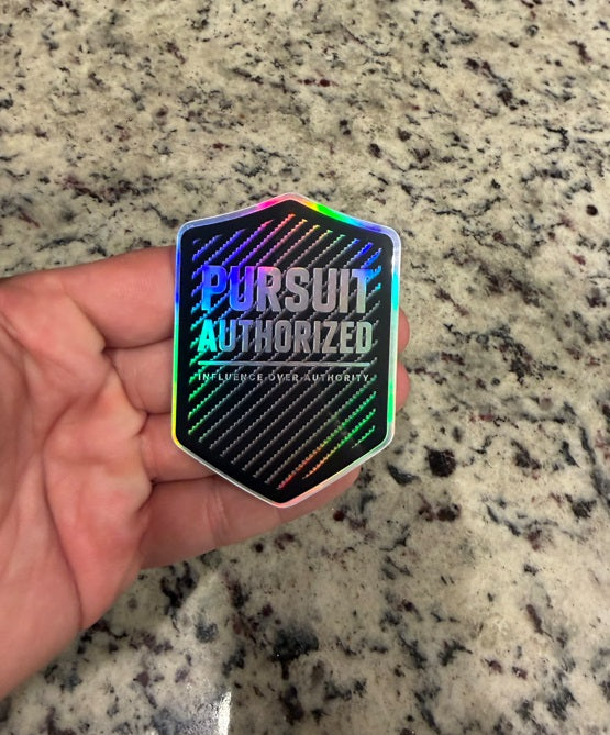 PURSUIT AUTHORIZED Sticker (Holographic and Carbon Fiber) Official IOA sticker
