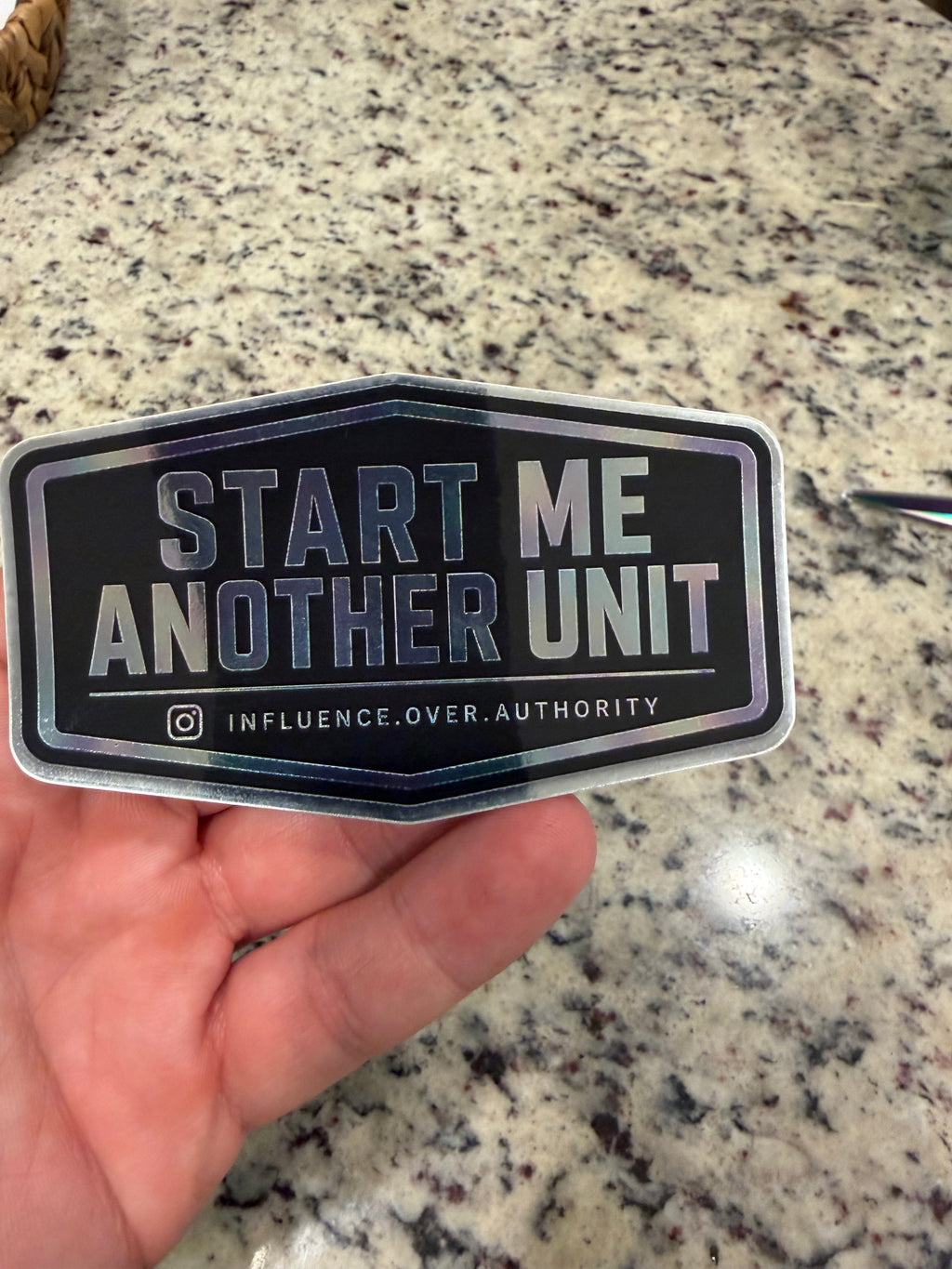 “Start Me Another Unit” Sticker (Gloss Black and Mirror subtle color)- Official IOA sticker