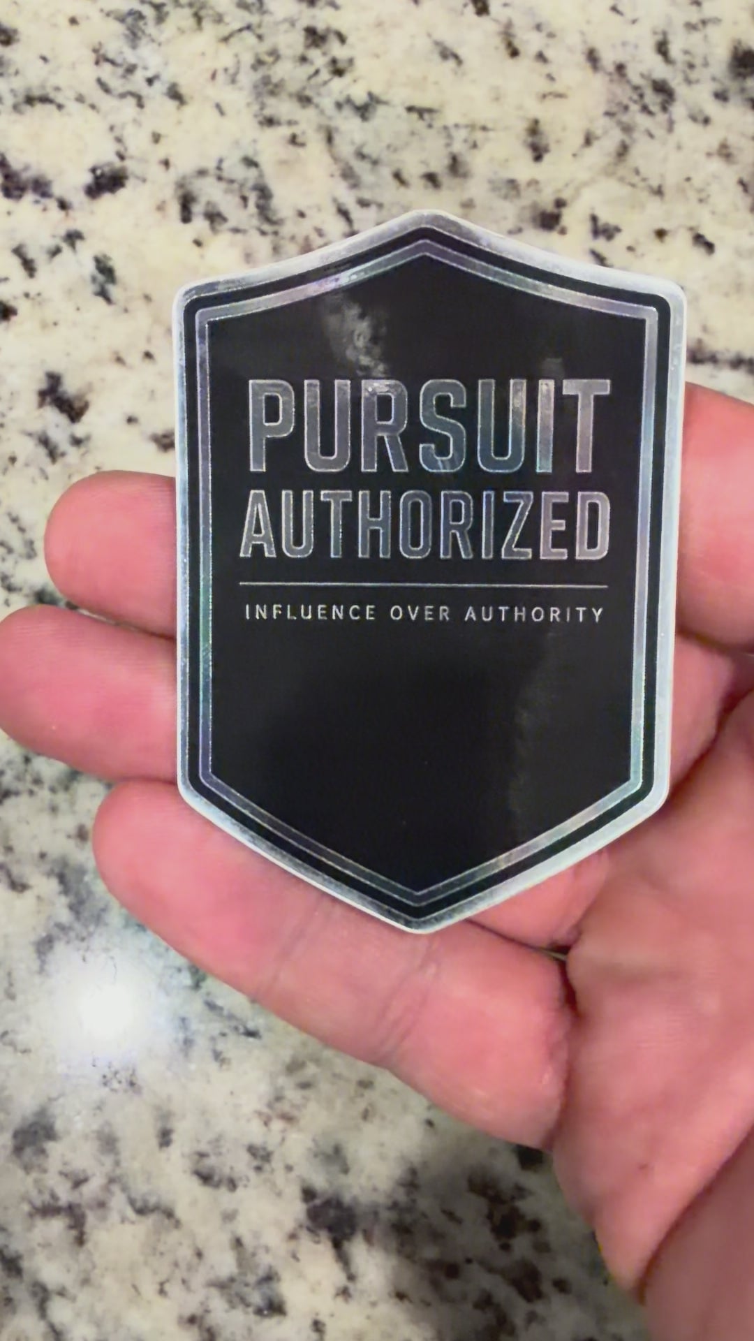 “PURSUIT AUTHORIZED” Sticker (Black Gloss and Mirror subtle color)- Official IOA sticker